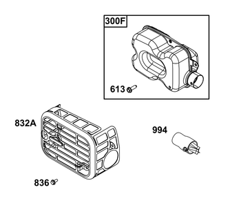 Exhaust Group Diagram and Parts List for 103M02-0107-F1 100000 - 19Z999 Briggs and Stratton Engine